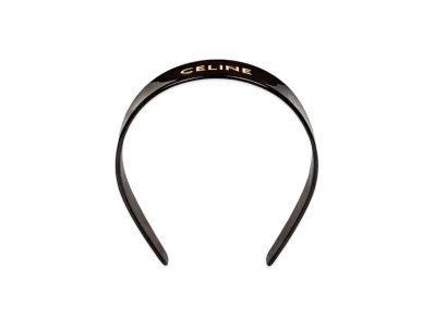 CELINE Headband In Dark Havana Acetate And Brass With Gold Finish "Dark Havana/Gold"