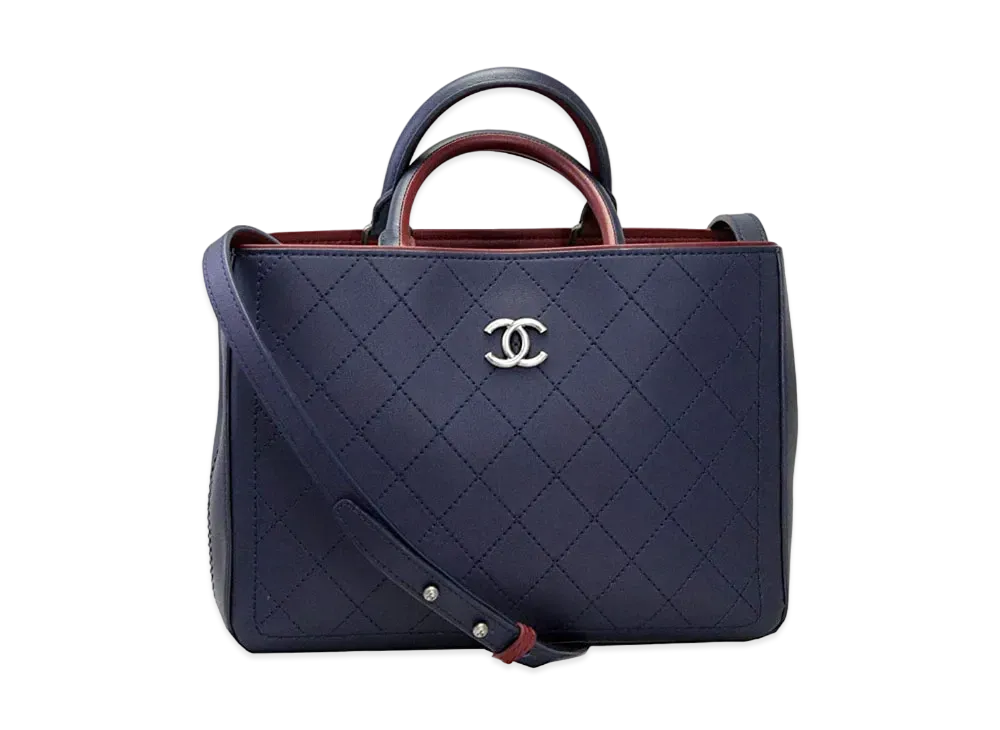 CHANEL Matelasse Coco Mark Hand Bag "Navy"