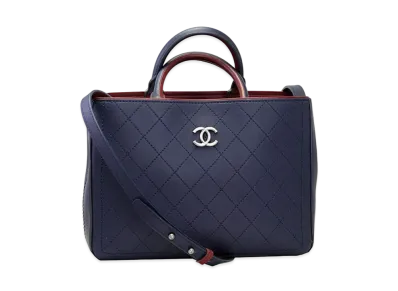 CHANEL Matelasse Coco Mark Hand Bag "Navy"