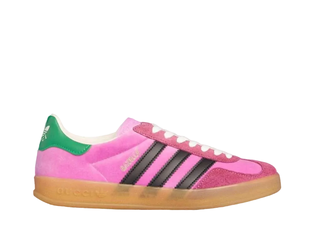 グッチ × アディダス ウィメンズ ガゼル "ピンク/カレッジ パープル/ボールド グリーン"