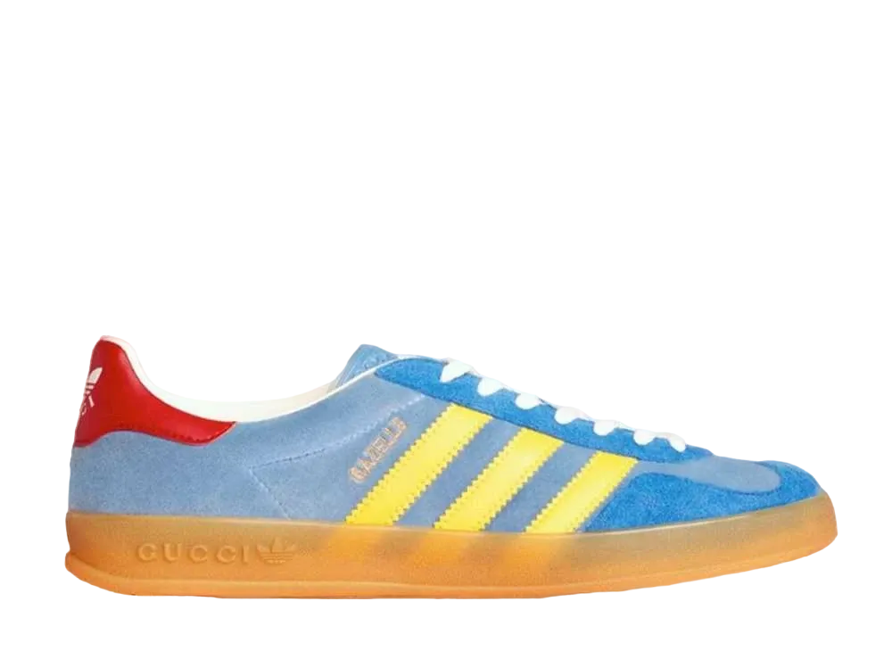 グッチ × アディダス ガゼル "ライト ブルー/イエロー/レッド"