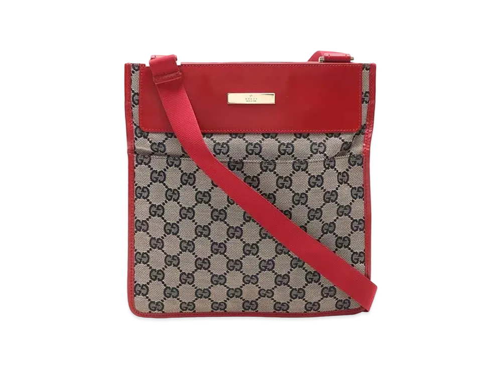 GUCCI GG Canvas Shoulder Bag "Red"