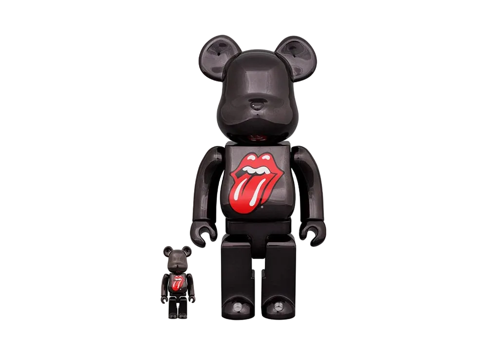 Bearbrick The Rolling Stones Lips & Tongue BLACK CHROME Ver.100% & 400%