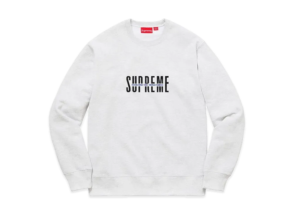 シュプリーム ワールド フェイマス クルーネック "アッシュ グレー"