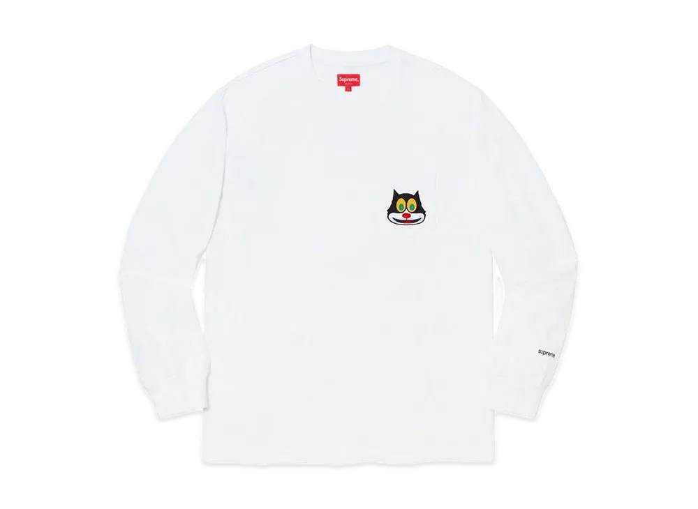 Supreme Cat L/S Pocket Tee "White"