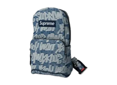 Supreme Fat Tip Jacquard Denim Sling Bag "Blue"