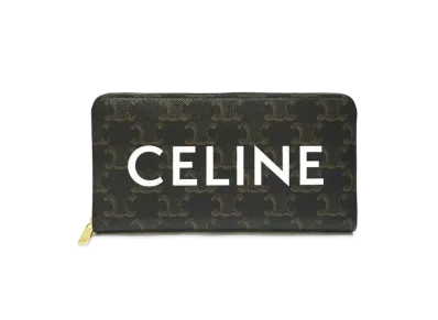 CELINE Large zipped wallet in Triomphe Canvas With Celine Print "Tan"