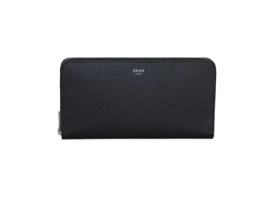 CELINE Large Zipped Wallet In Grained Calfskin "Black"