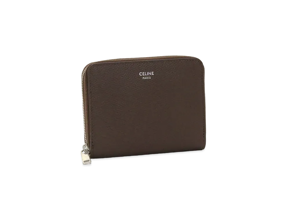 セリーヌ コンパクト ジップドウォレット / グレインドカーフスキン "ブラウン" 10B663BEL.19BR