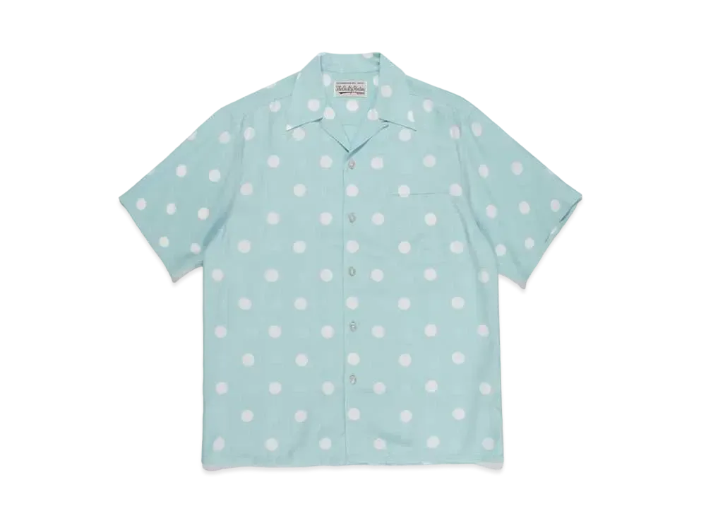 WACKO MARIA DOTS OPEN COLLAR SHIRT "Light Blue"