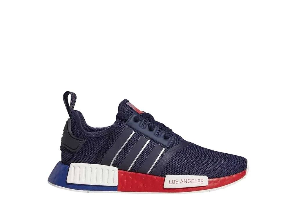アディダス GS エヌ エム ディー R1 ユナイティド バイ スニーカーズ ロサンゼルス "カレッジエイト ネイビー/スカーレット"