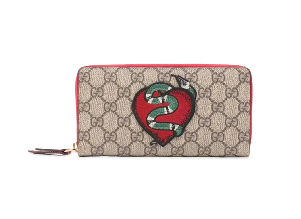 グッチ GGスプリーム スネーク ハート ジップアラウンドウォレット 456863 K8KCG 9789