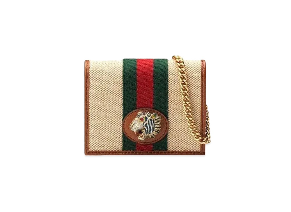 GUCCI Raja Card Case With Chain "Beige"
