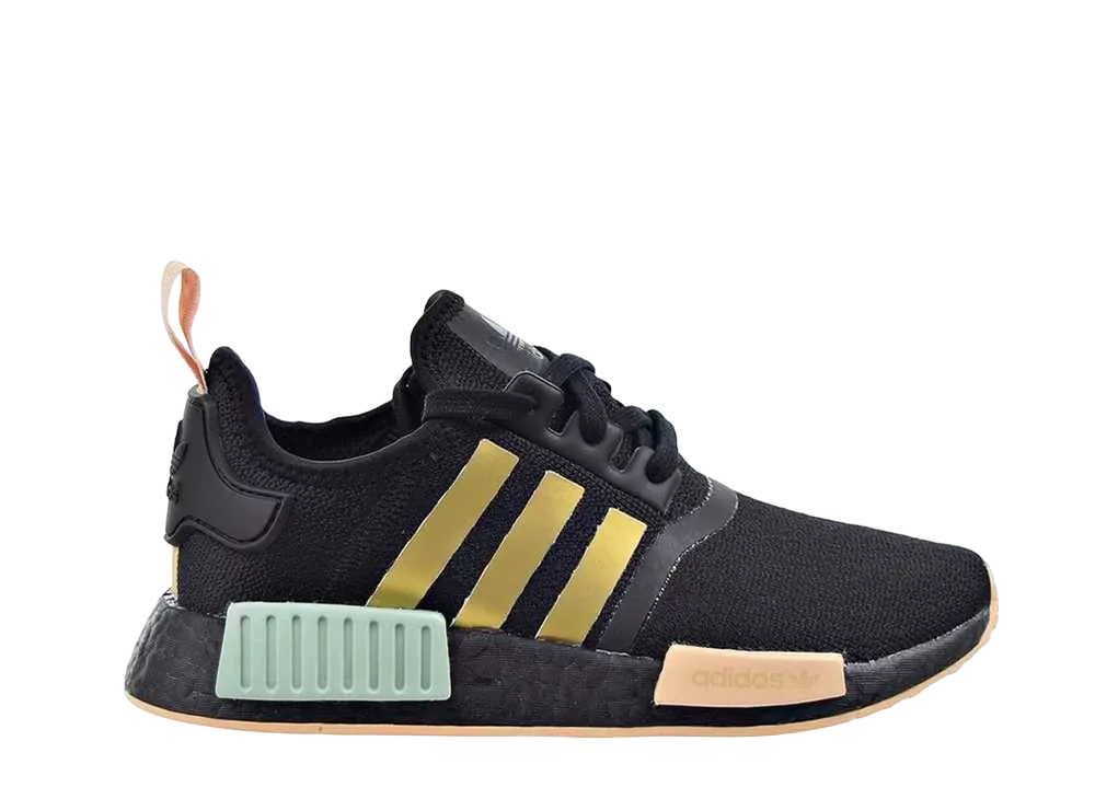 adidas Women's NMD R1 "Black Gold Metallic Halo Amber"