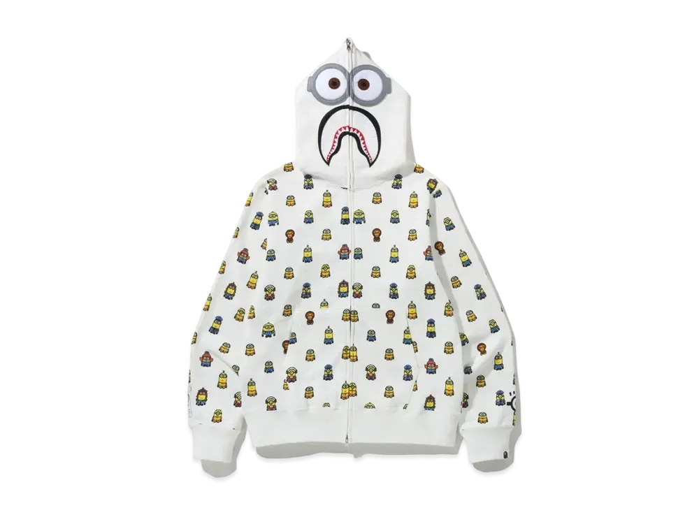 A BATHING APE MINIONS SHARK FULL ZIP HOODIE "White"