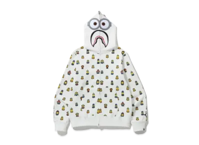 A BATHING APE MINIONS SHARK FULL ZIP HOODIE "White"
