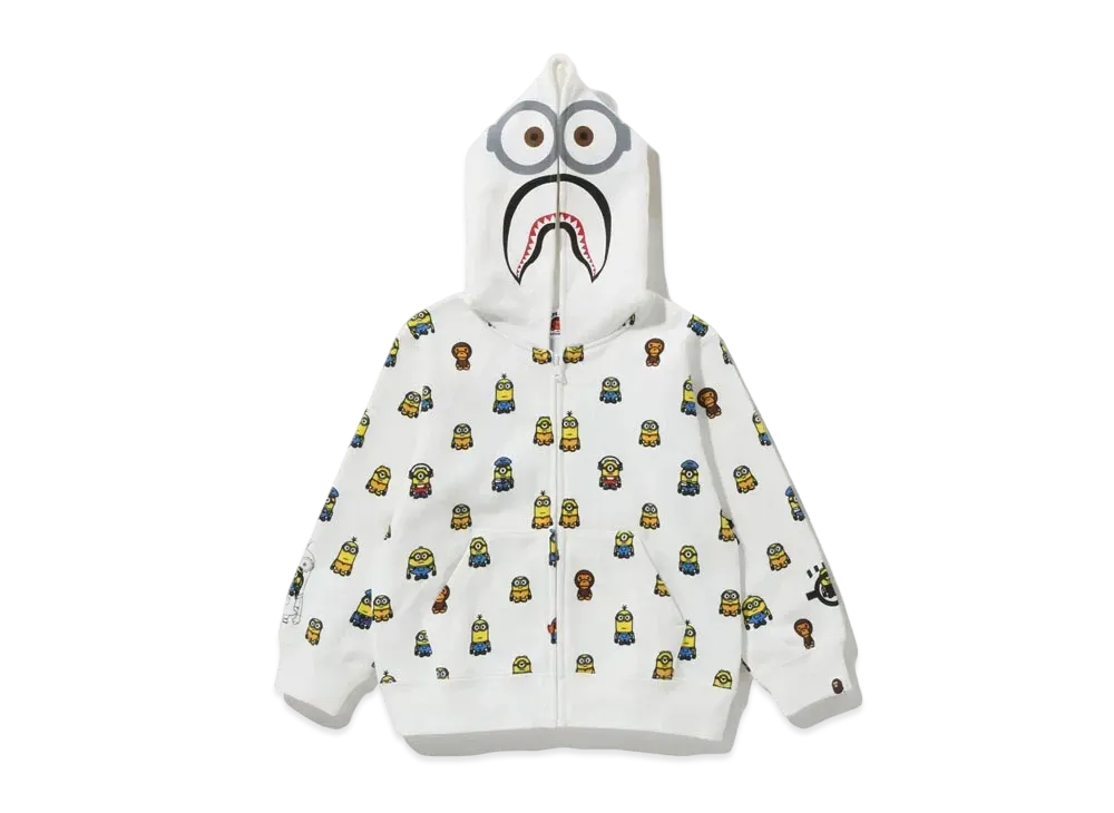 A BATHING APE MINIONS SHARK ZIP HOODIE "White"