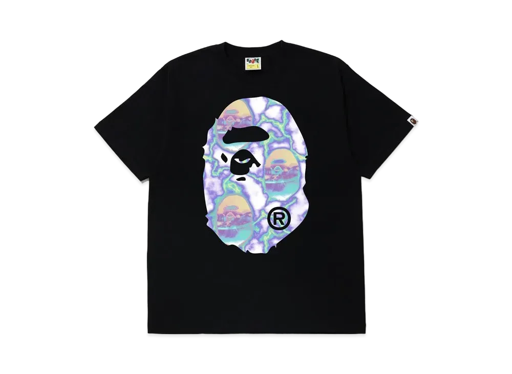 A BATHING APE Big Ape Head Lightning Tee "Black Blue"