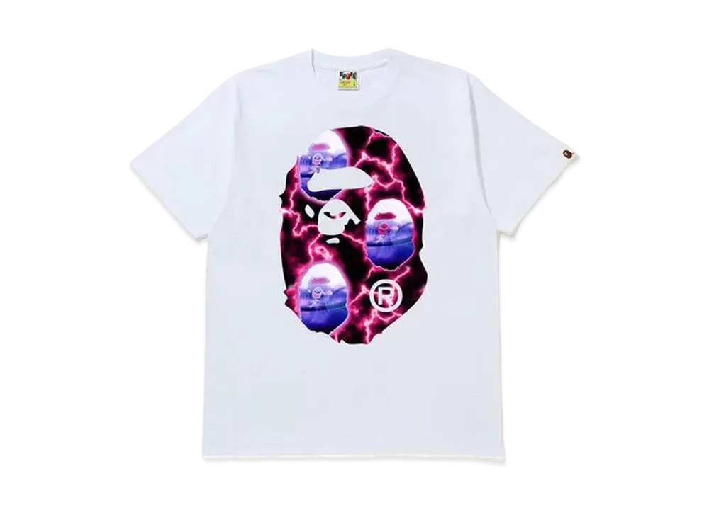A BATHING APE Big Ape Head Lightning Tee "White Black"