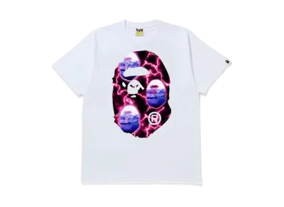 A BATHING APE Big Ape Head Lightning Tee "White Black"