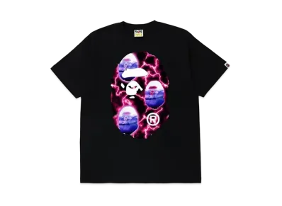 A BATHING APE Big Ape Head Lightning Tee "Black Black"