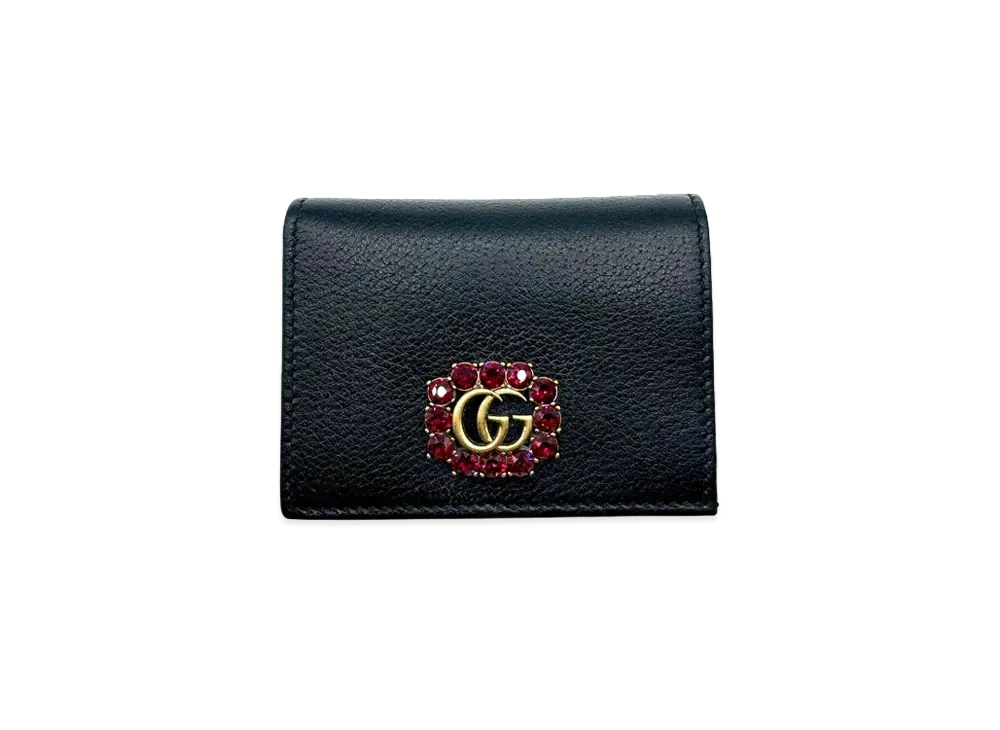 GUCCI GG Marmont Crystal Compact Wallet "Black"