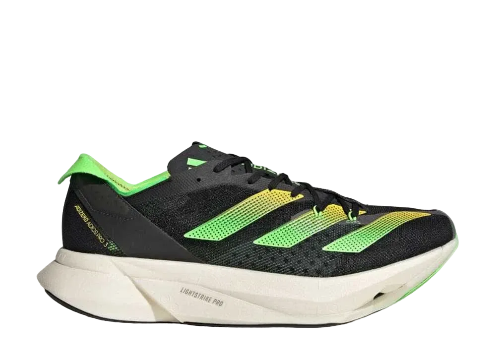アディダス アディゼロ プロ 3 "コアブラック/ビームイエロー/ソーラーグリーン"