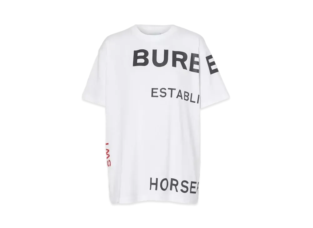 BURBERRY ホワイト Tシャツ M フェースフェリー バーバリー ホースフェリープリント オーバーサイズ Tシャツ