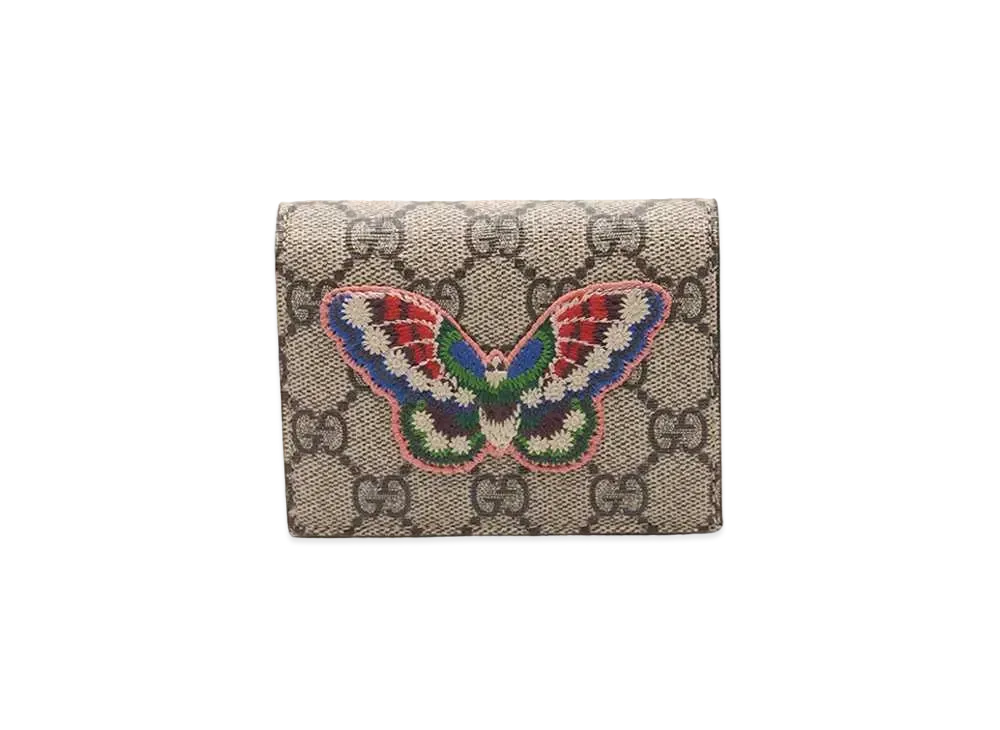 GUCCI GG Supreme Butterfly Compact Wallet Japan Limited "Beige"