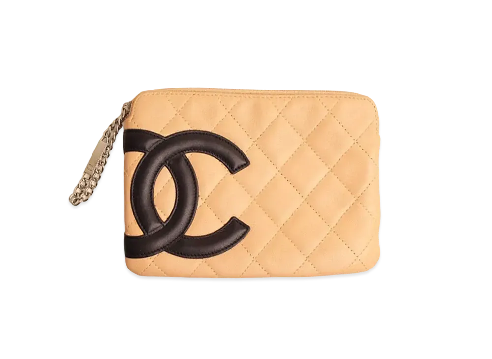 CHANEL Cambon Coco Mark Pouch Lamb Skin "Beige"