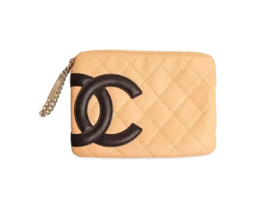 CHANEL Cambon Coco Mark Pouch Lamb Skin "Beige"