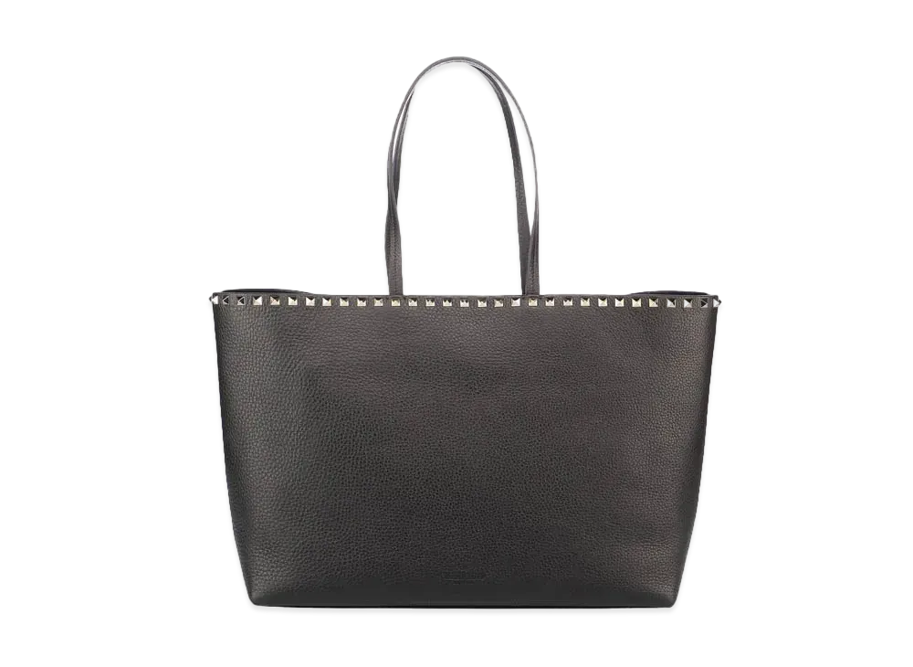 Valentino Rockstud Grainy Calfskin Tote Bag "Black"