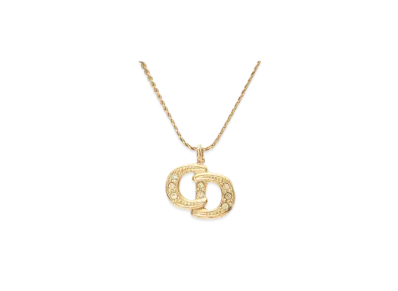 Dior CD Logo Rhinestone Necklace "Gold"