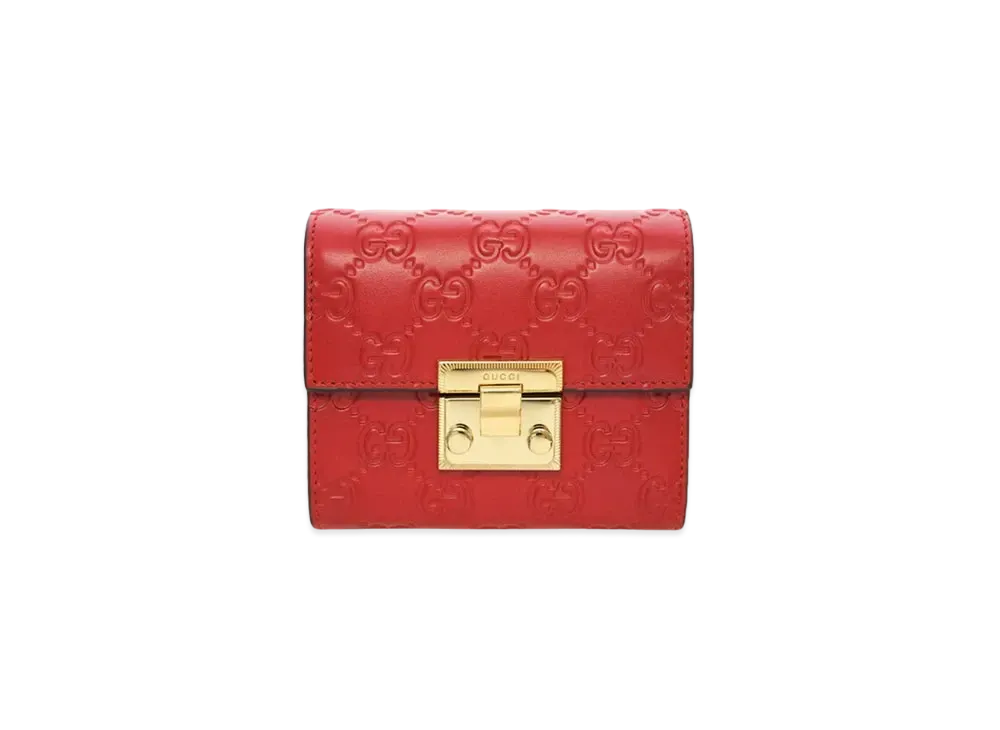 GUCCI Guccissima Padlock Mini Wallet "Red"