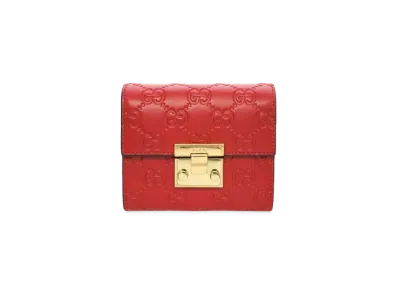 GUCCI Guccissima Padlock Mini Wallet "Red"
