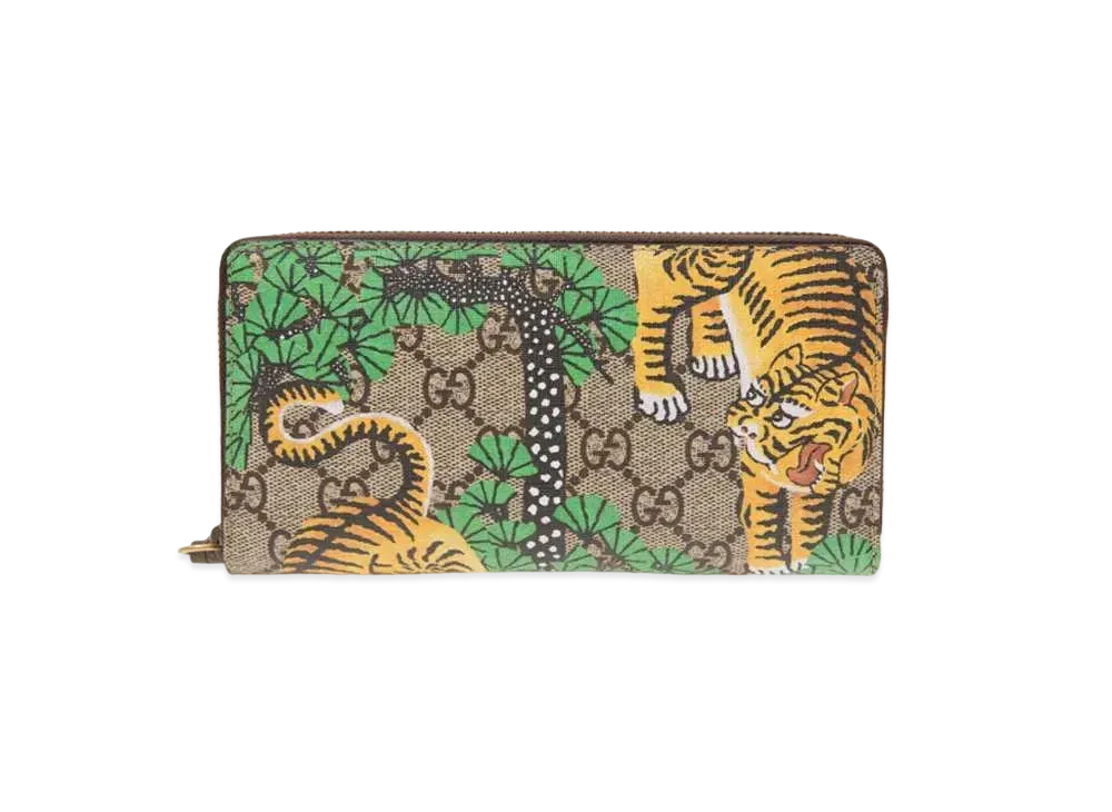 GUCCI GG Supreme Bengal Zip Around Wallet