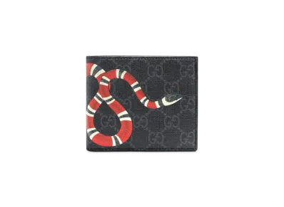 GUCCI Kingsnake Print GG Supreme Wallet "Black"
