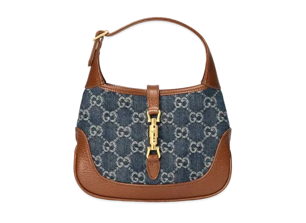 GUCCI Jackie 1961 Mini Shoulder Bag "Blue/Ivory GG Denim"