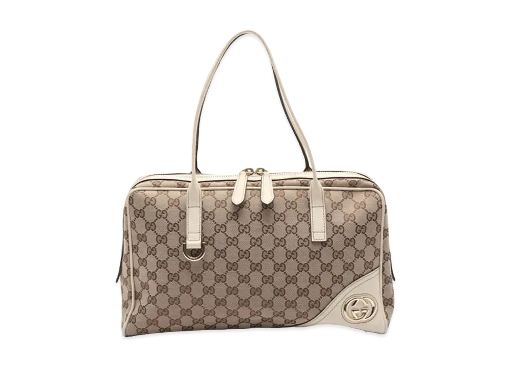 GUCCI New Britt GG Canvas Shoulder Bag "White"