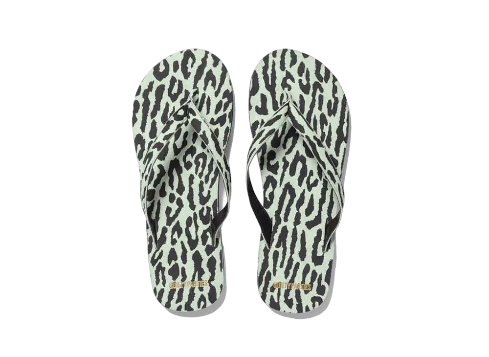 WACKO MARIA ELNIDOFLIPS / SUEDE LEOPARD BEACH SANDALS "Mint"