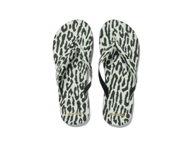 WACKO MARIA ELNIDOFLIPS / SUEDE LEOPARD BEACH SANDALS "Mint"