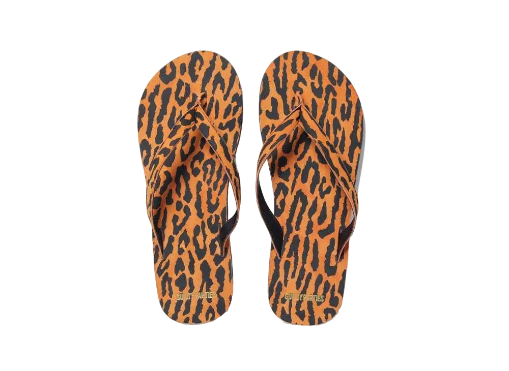 WACKO MARIA ELNIDOFLIPS / SUEDE LEOPARD BEACH SANDALS "Orange"
