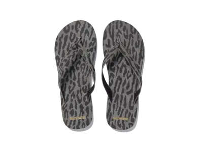 WACKO MARIA ELNIDOFLIPS / SUEDE LEOPARD BEACH SANDALS "Gray"