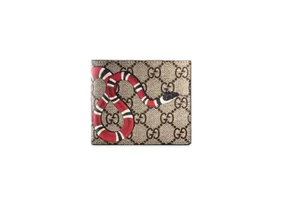 GUCCI Kingsnake Print GG Supreme Wallet "Beige"