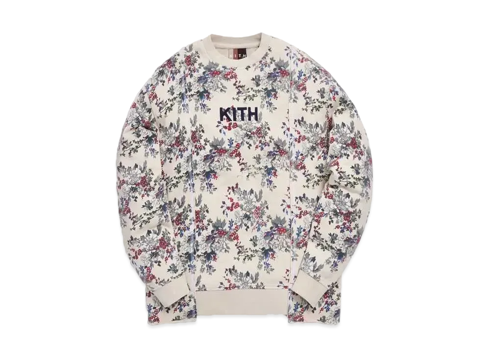 Kith Floral Panel Crewneck "Ivory Multi"