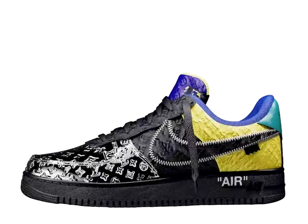 Louis Vuitton × Nike Air Force 1 Low by Virgil Abloh "Silver & Multi Color Patch Work"