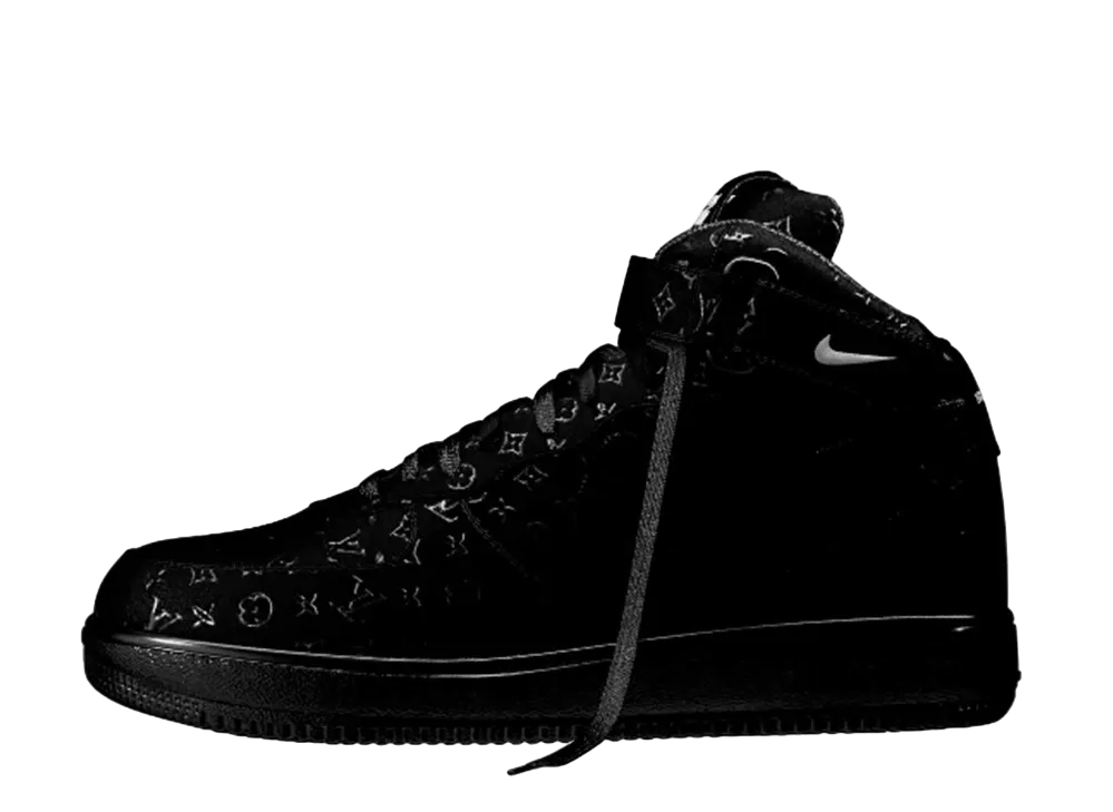 Louis Vuitton × Nike Air Force 1 Mid by Virgil Abloh "Black/Black - Anthracite"