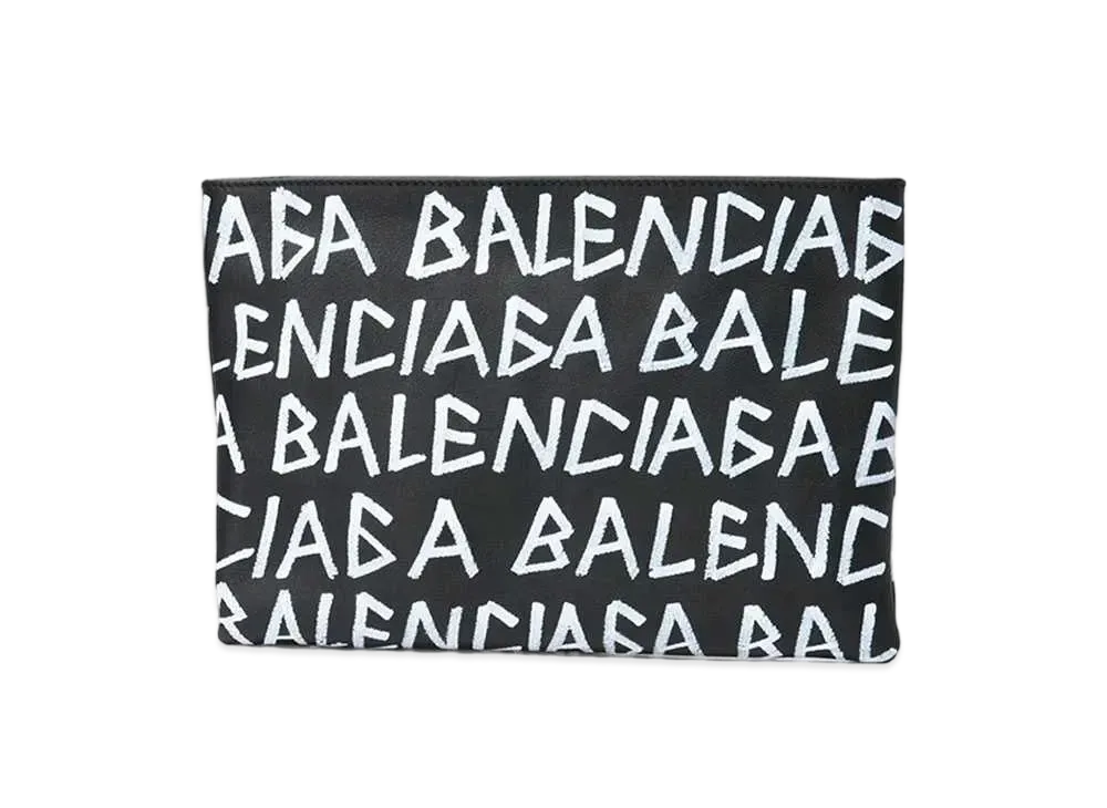 BALENCIAGA Graffiti Carry Clip Clutch Bag "Black"