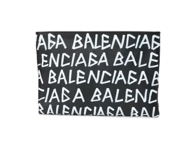 BALENCIAGA Graffiti Carry Clip Clutch Bag "Black"