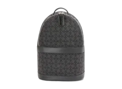LOEWE Round Backpack In Anagram Jacquard and Calfskin "Anthracite/Black"